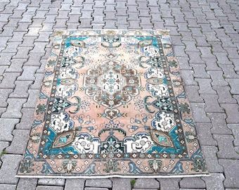 Tappeto turco 5,7 x 4,3 piedi, tappeto persiano, tappeto per soggiorno e camera da letto, tappeto Oushak, tappeto marocchino