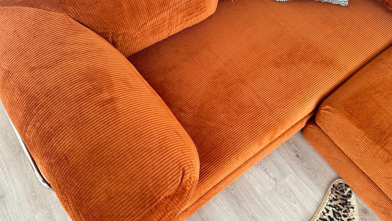Corduroy Teddy Sofa, Modular Floor Couch, Livingroom Sofas , Convertible Lounge Sofa Bed,Cozy Couch , Gaming Couch 4 Metal Bar Legs Included image 13