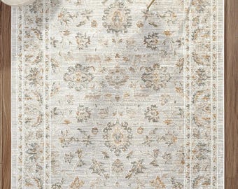 Turkish rug Washable Area Rug, , Living Room Rug, Blue Pink Oushak Style Rug, Low Pile