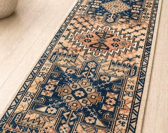 Persian rug , Washable Runner Rug, Stair rug, Hallway Kitchen Rug, Non Slip Soft Low Pile Carpet, Boho Home Decor,
