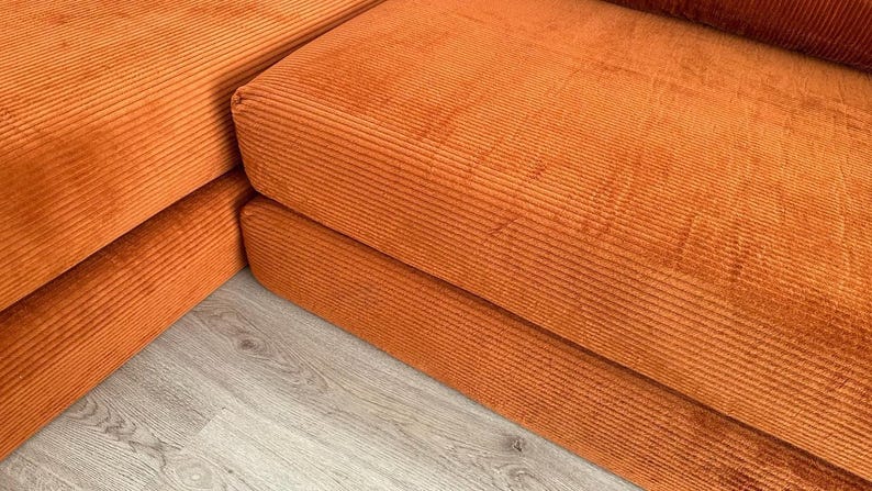 Corduroy Teddy Sofa, Modular Floor Couch, Livingroom Sofas , Convertible Lounge Sofa Bed,Cozy Couch , Gaming Couch 4 Metal Bar Legs Included image 15