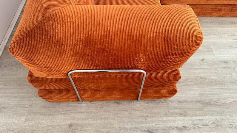 Corduroy Teddy Sofa, Modular Floor Couch, Livingroom Sofas , Convertible Lounge Sofa Bed,Cozy Couch , Gaming Couch 4 Metal Bar Legs Included image 8