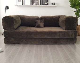 Corduroy Teddy Sofa, Modular Floor Couch, Livingroom Sofas , Convertible Lounge Sofa Bed,Cozy Couch , Gaming Couch 4 Metal Bar Legs Included