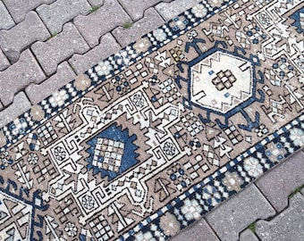 Tappeto da corridoio, tappeto persiano, tappeto per scale, tappeto antico, tappeto turco, tappeto per interni, tappeto in lana, tappeto da cucina, tappeto per ingresso 3,75 m × 0,70 m