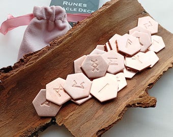 Elder Futhark Copper Runes, Hand Stamped Divination Set