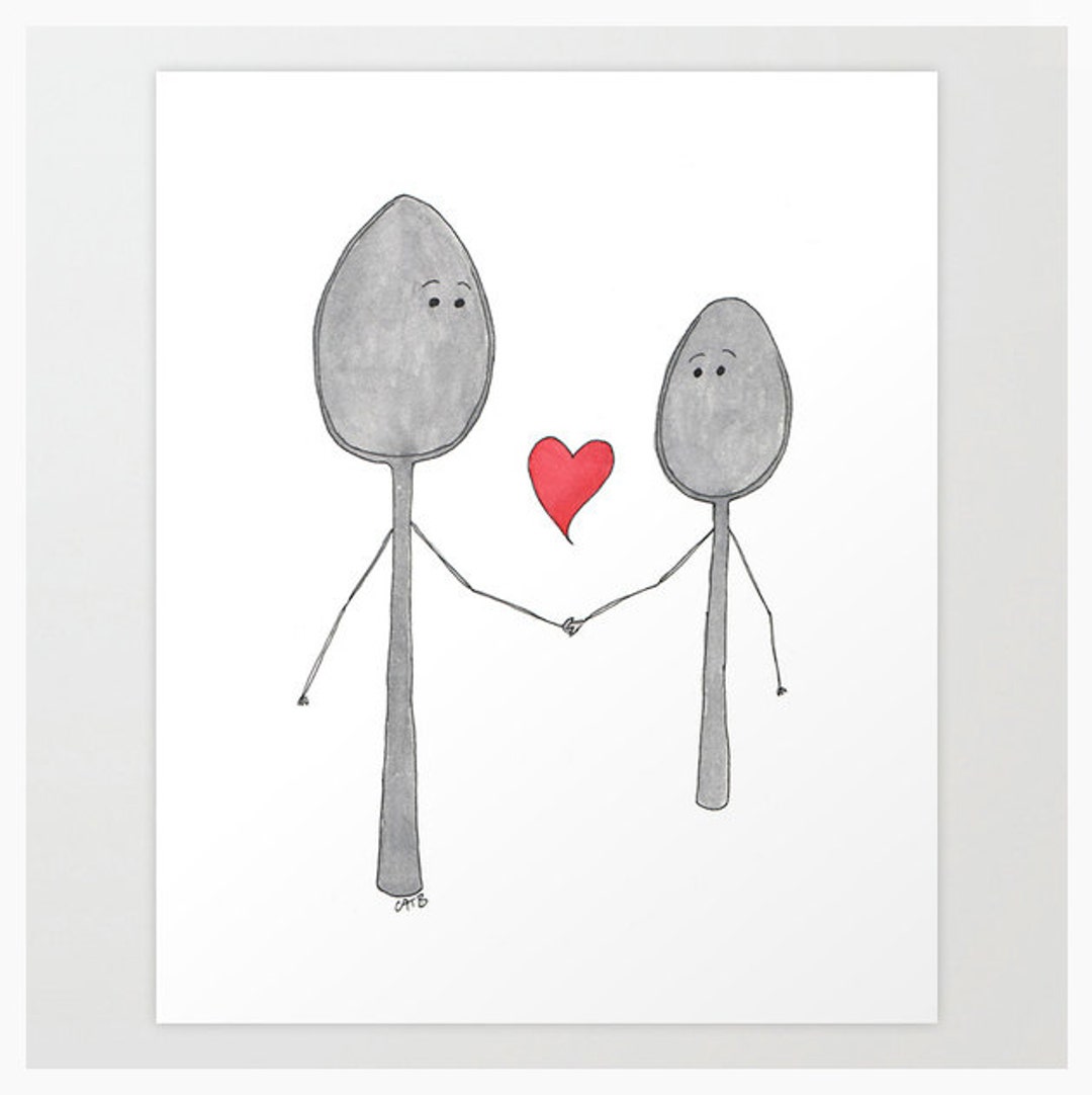 Big Spoon Little Spoon Art Print Etsy
