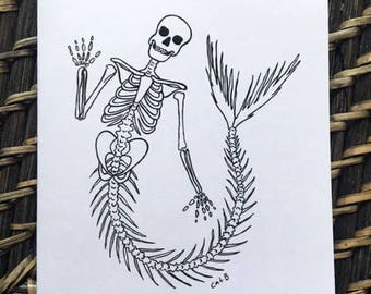 Mer-person Skeleton - tarjeta en blanco