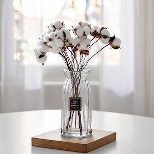 Tiges de coton séchées avec bouquet d'eucalyptus en faux coton, remplissage pour vase de ferme, décoration d'intérieur rustique, pièce maîtresse de mariage bohème florale