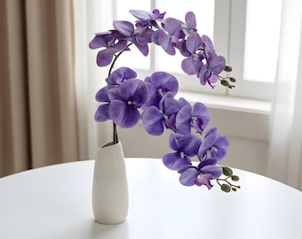 Orquídea Phalaenopsis impresa en 3D con tacto real, tallo de orquídea mariposa de 9 cabezas, flores artificiales para bodas, decoración moderna para el hogar, flor artificial de 89 cm.