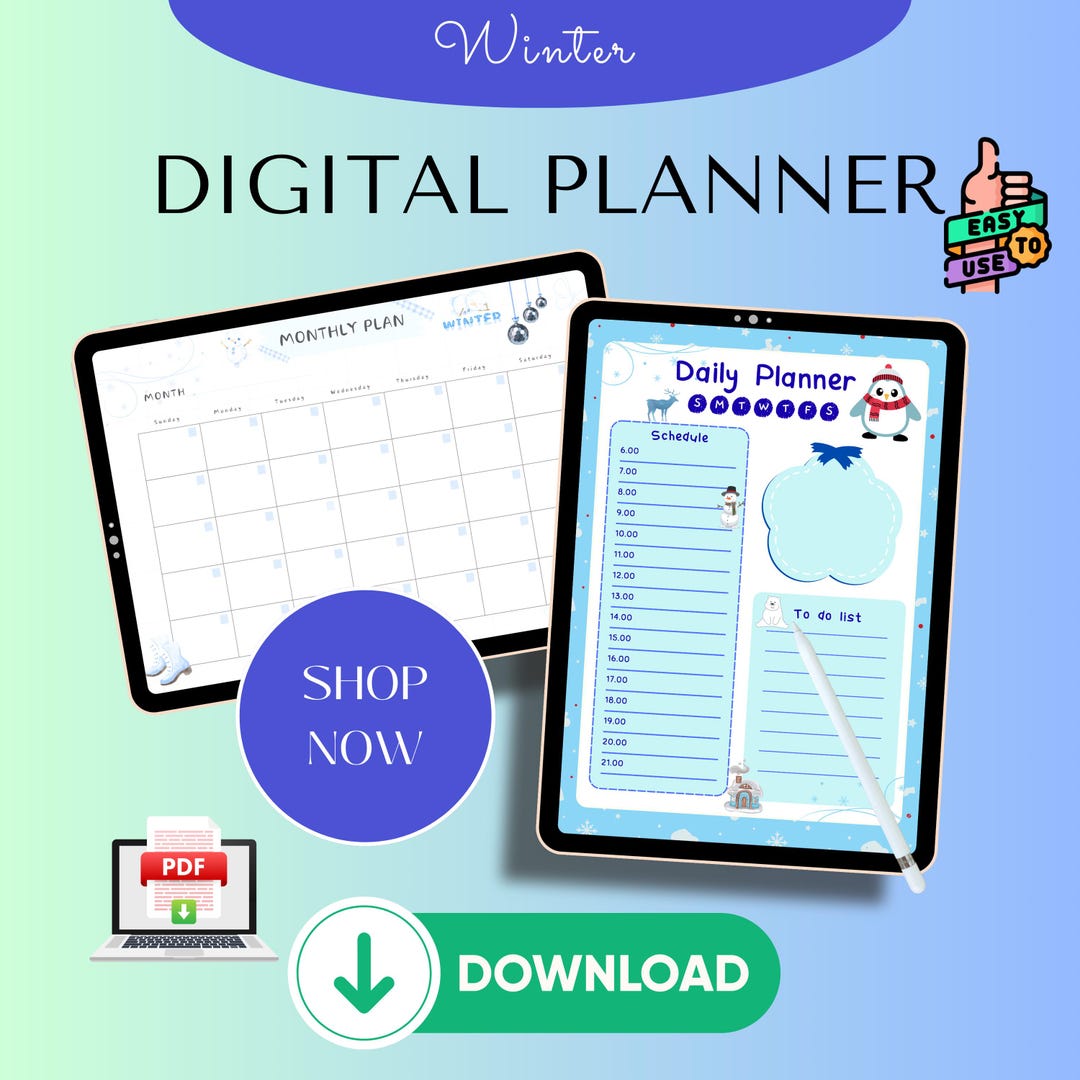 Winter Daily Planner Printable | Penguin Theme Daily Schedule | Kids ...