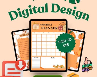 Planificador de otoño imprimible / Planificador diario, semanal y mensual de otoño / Organizador de horarios con temática de calabaza / Descarga instantánea en PDF