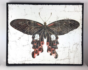 Vintage Swallowtail Butterfly Artwork | Textured Luxury Wall Decor on Jute & Gesso