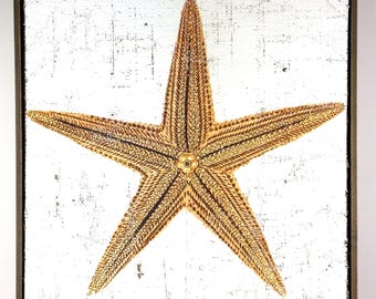 Hand-Executed Textured Starfish Artwork | Luxury Vintage Coastal Cottage Wall Decor