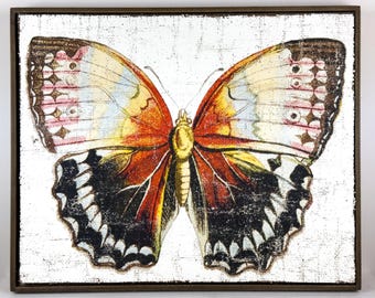 Luxury Wall Decor on Jute & Gesso | Hand-Crafted Textured Butterfly Wall Decor