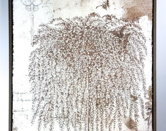 Textured Jute & Gesso Tree Artwork | Hand-Crafted Plaster Wall Decor