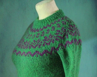 Handknitted Icelandic Wool Jumper • Fisherman’s Style Possum Yoke Blend