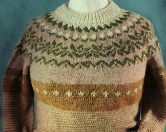 Handknitted Icelandic Wool Jumper • Fisherman’s Style Possum Yoke Blend