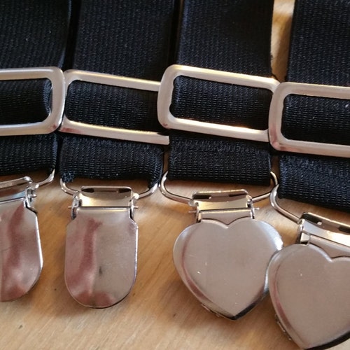 BLACK Elastic Clip Garters for THIGH High Socks Buckles Faux Etsy