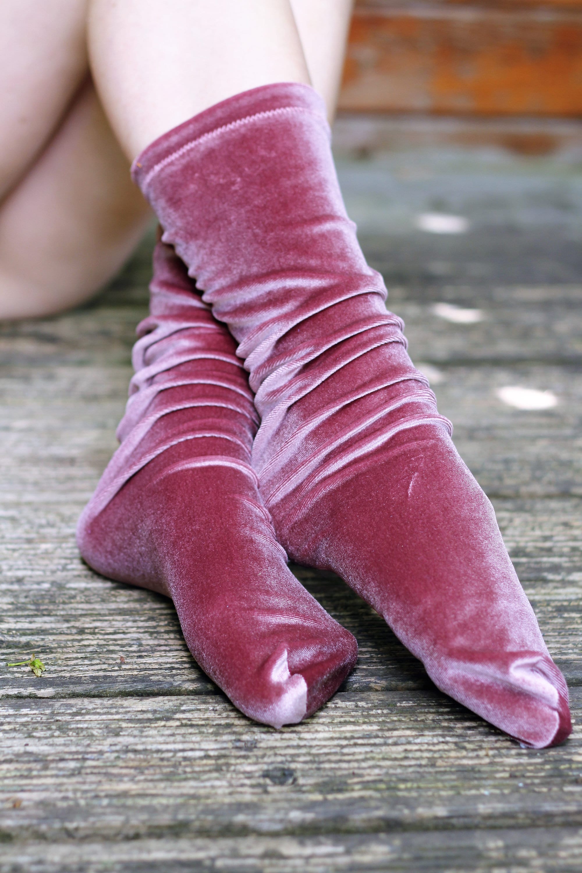 Dusky PINK VELVET Ankle Socks Retro 70s Summer Dress Socks Etsy UK