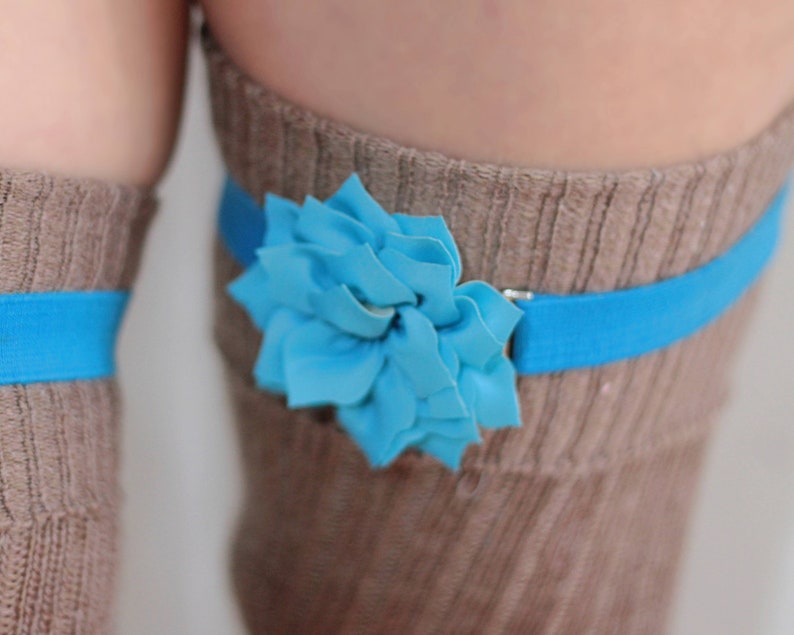 BLUE Elastic Clip Garters for THIGH High Socks Something Etsy