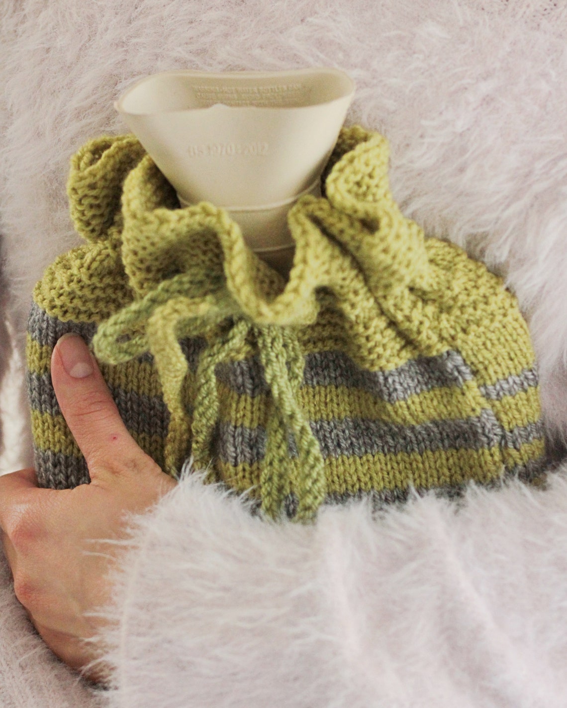 Large HOT water Bottle gift set Rustic Winter Comfort Striped Etsy