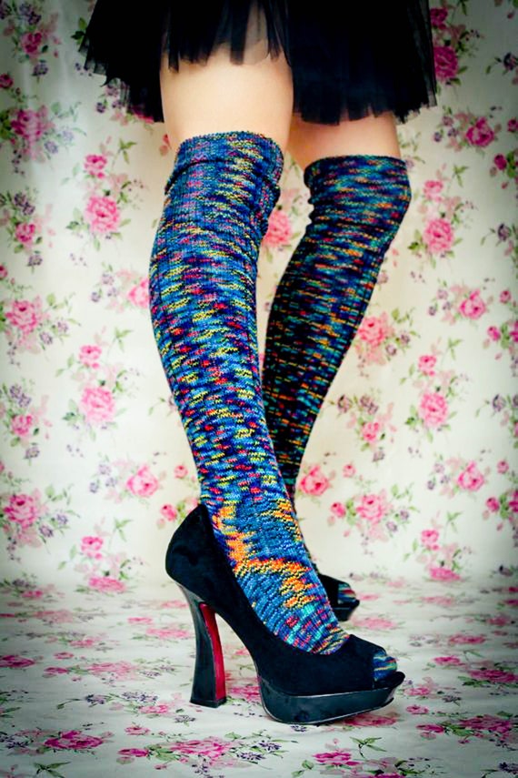 My sky Knee High Socks 3D Print Long Stockings Cosplay Tight High Socks