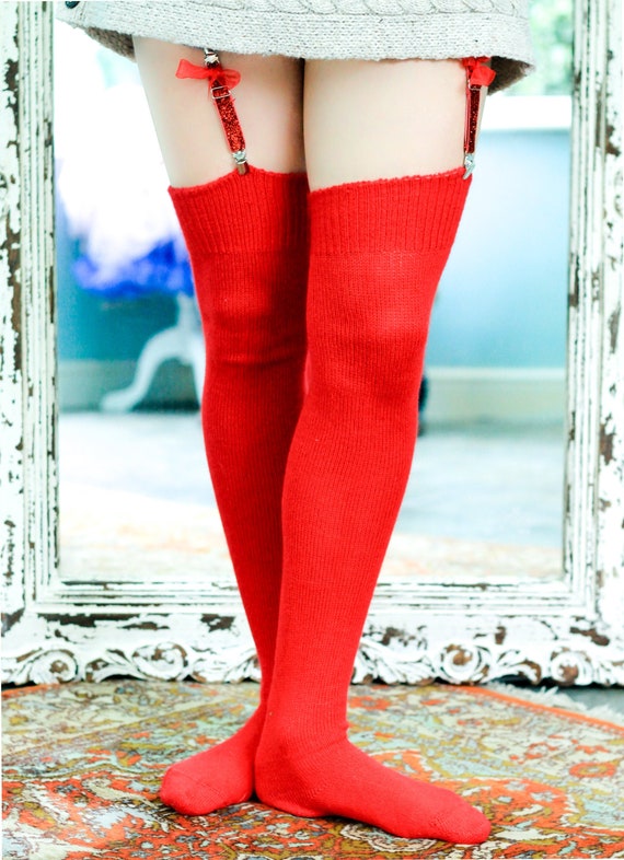 Red Victorian Steampunk Thigh High Stockings Luxury Etsy