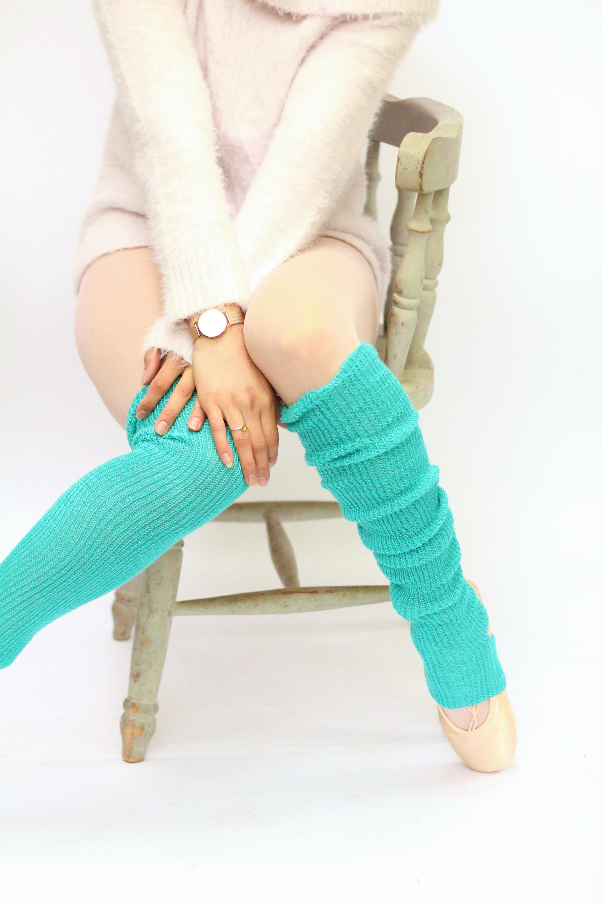 THIGH HIGH Teal Green Leg Warmers for Ballerinas Yogis Etsy UK