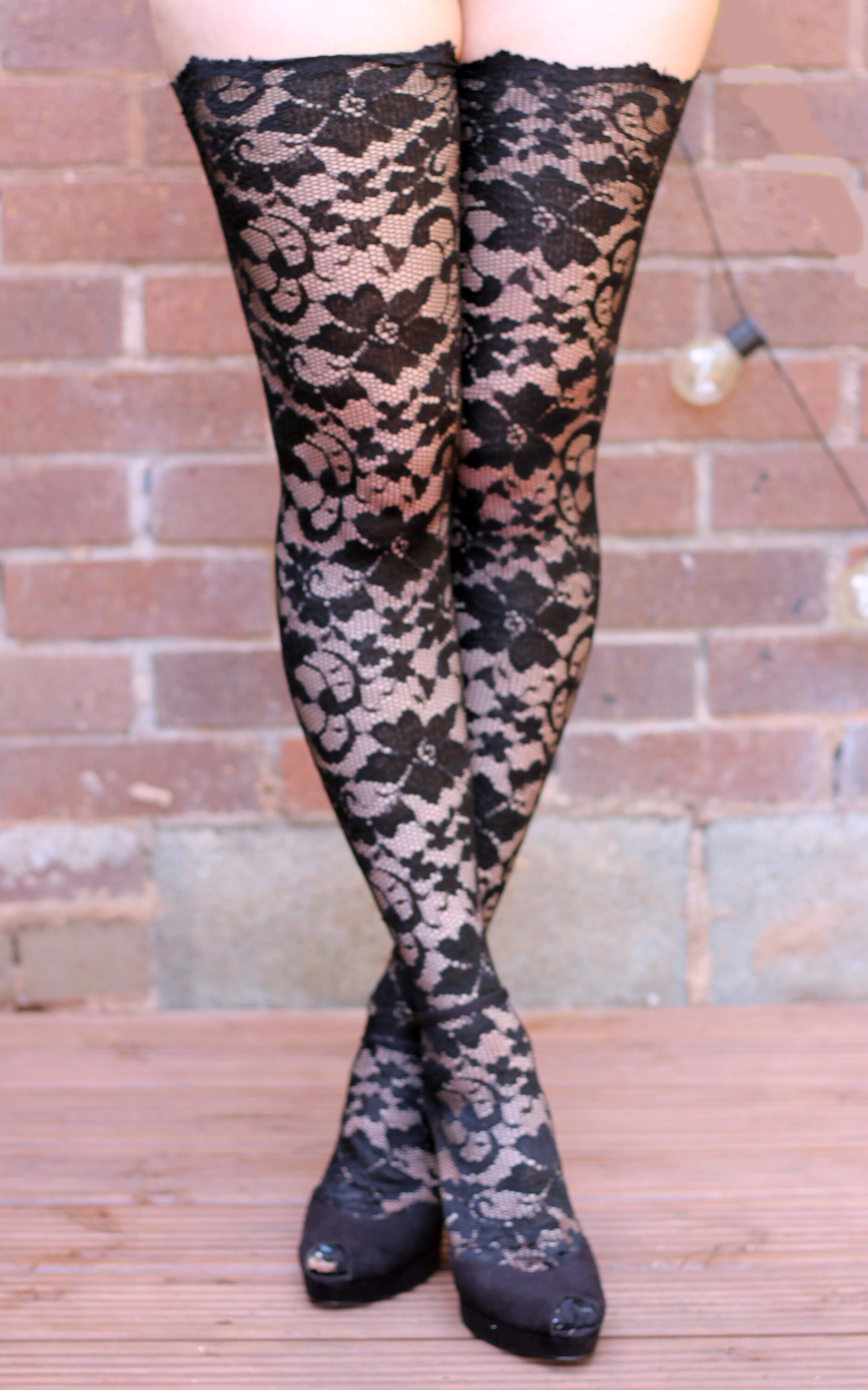 Telamee Long Black Floral Tight Lace Pantyhose Sexy Stockings Long Legging  Socks : : Clothing, Shoes & Accessories