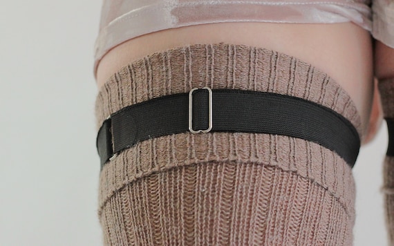 Black Elastic Sock Garters With Slide Clips - Thigh High Stocking  Suspenders - Etsy