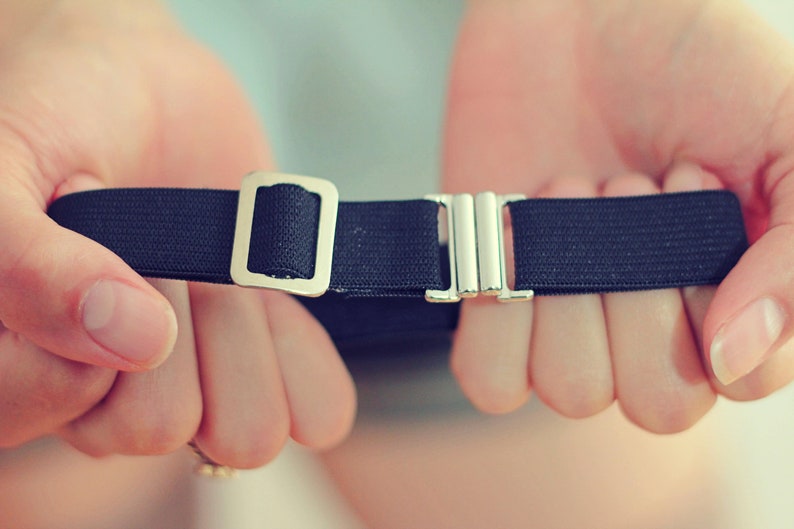 BLACK Elastic Clip Garters for Thigh High Socks Crocodile Etsy