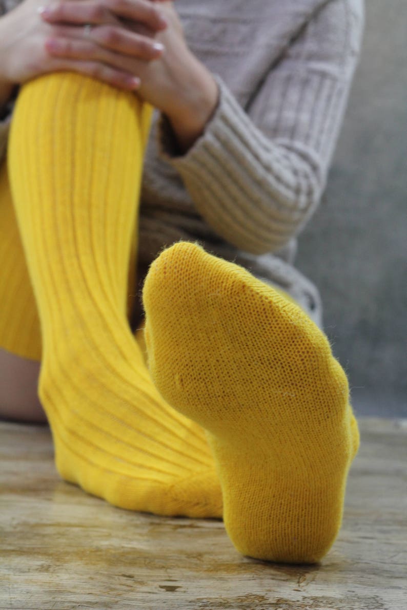 AUTUMN Canary YELLOW Wool Thigh High Socks Extra Long Unisex Etsy