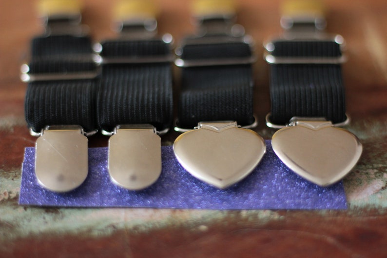 BLACK Elastic Clip Garters for THIGH High Socks Crocodile Etsy