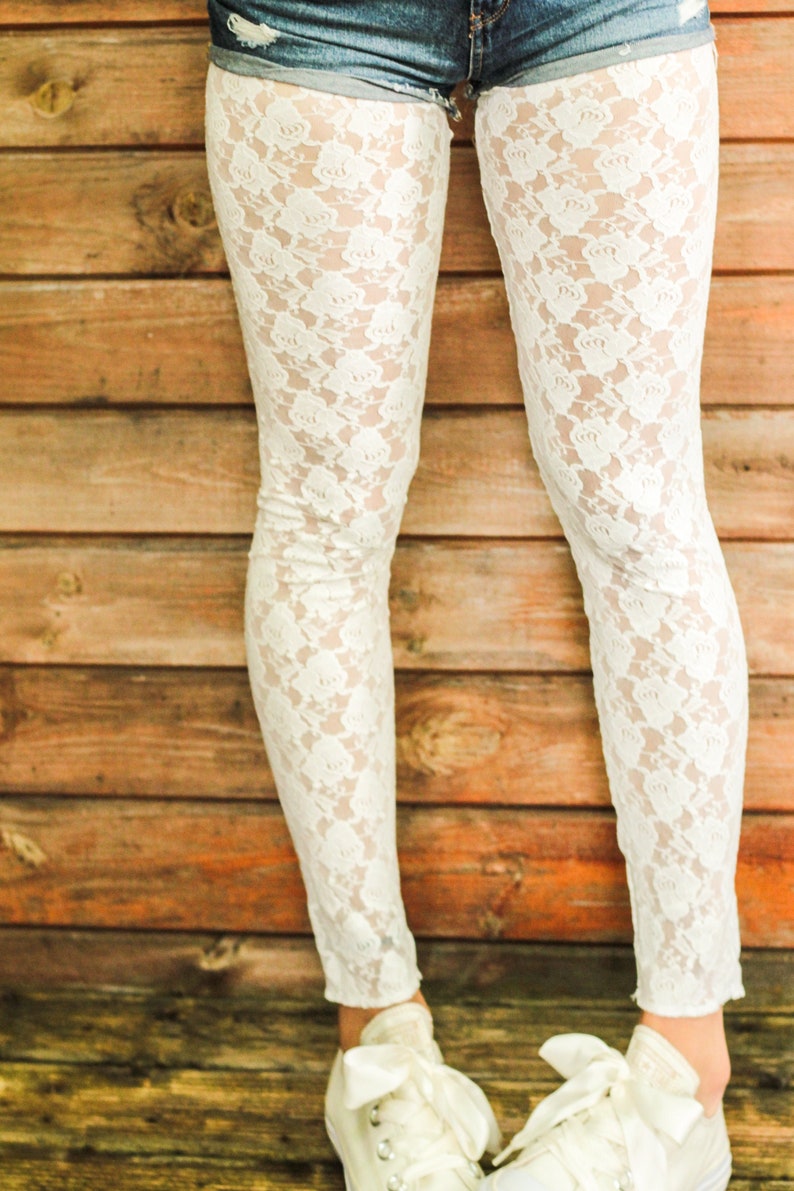 White Lace Leggings High Waist Victorian Gothic Tights in Etsy