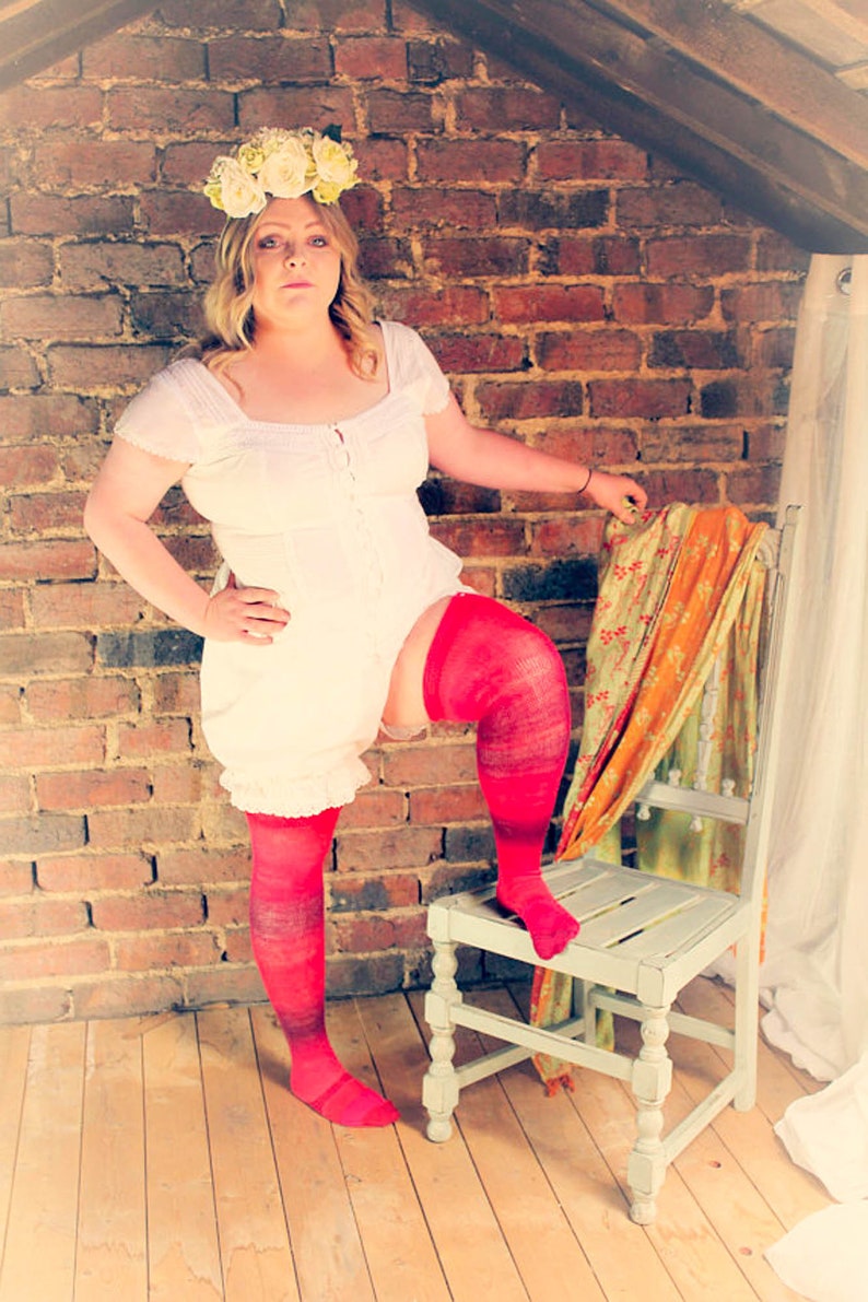 Burlesque curvy fashion RED Velvet Layer Cake Thigh High stockings Warm Long Socks Victorian Steampunk Edwardian OVER the KNEE Socks