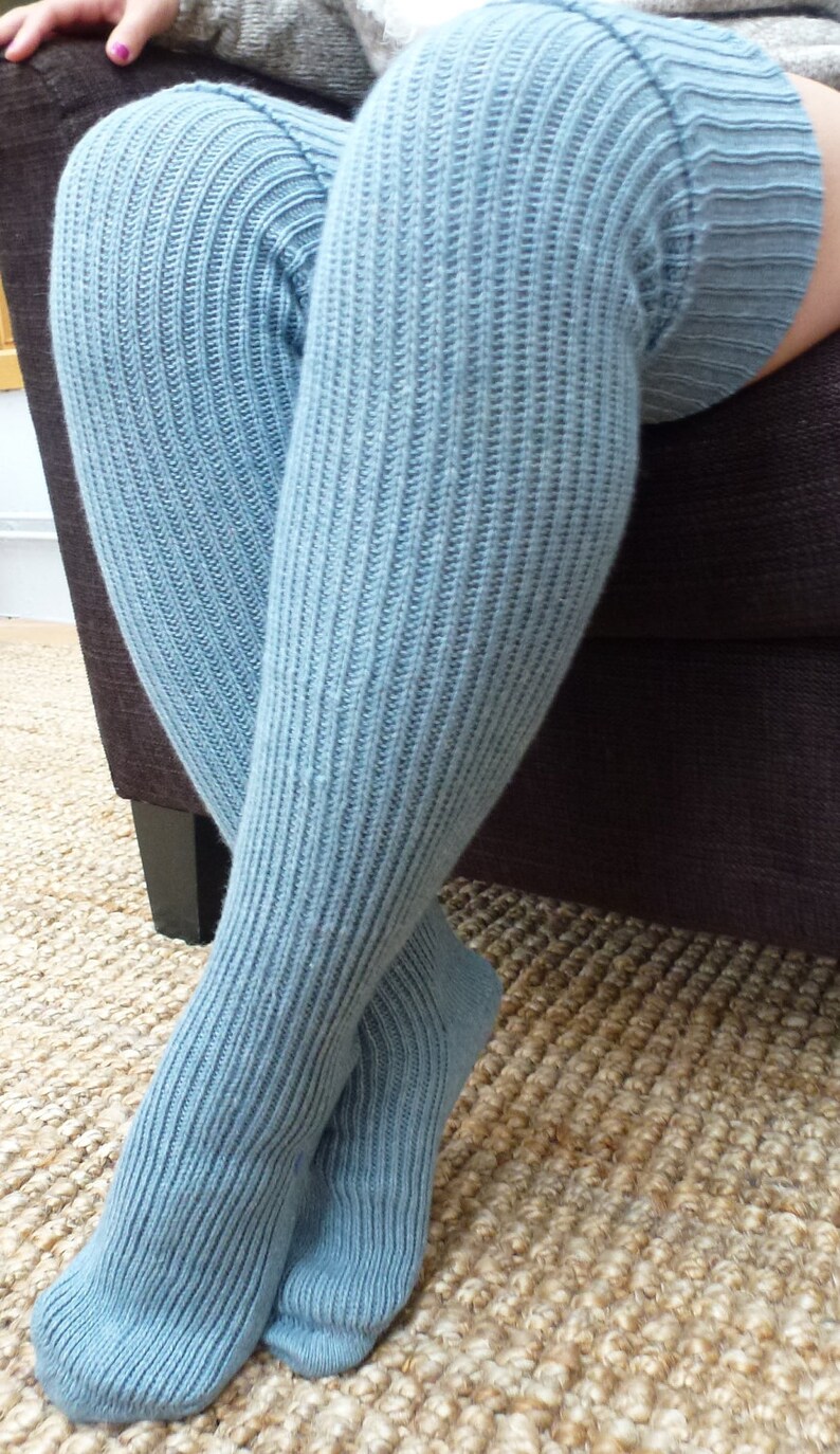 Thigh high KNITTED WOOL socks Better than leg warmers | Etsy