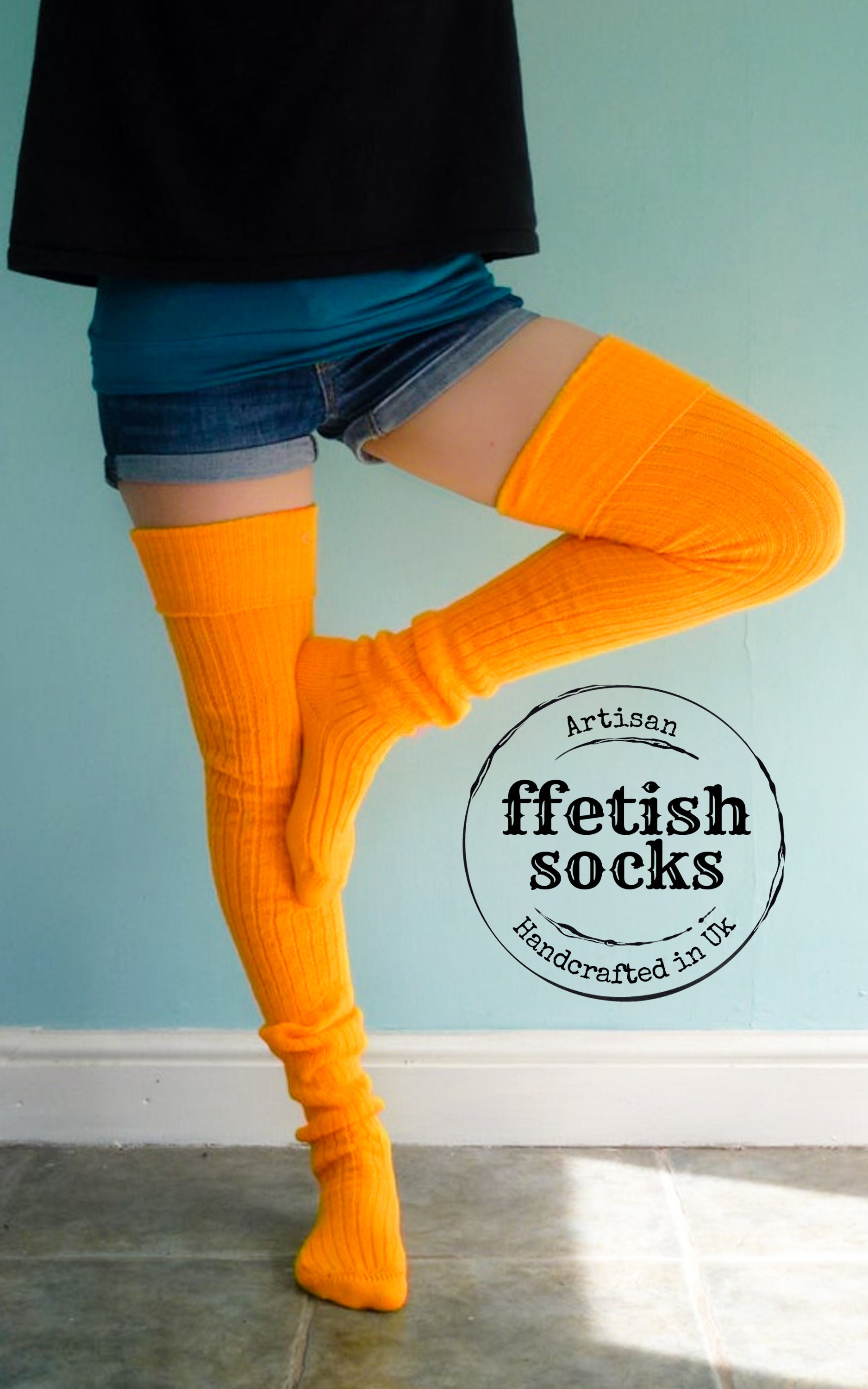 Bright ORANGE Thigh High Wool Blend 