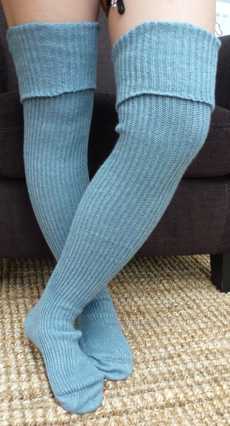 Thigh high KNITTED WOOL socks Better than leg warmers Etsy