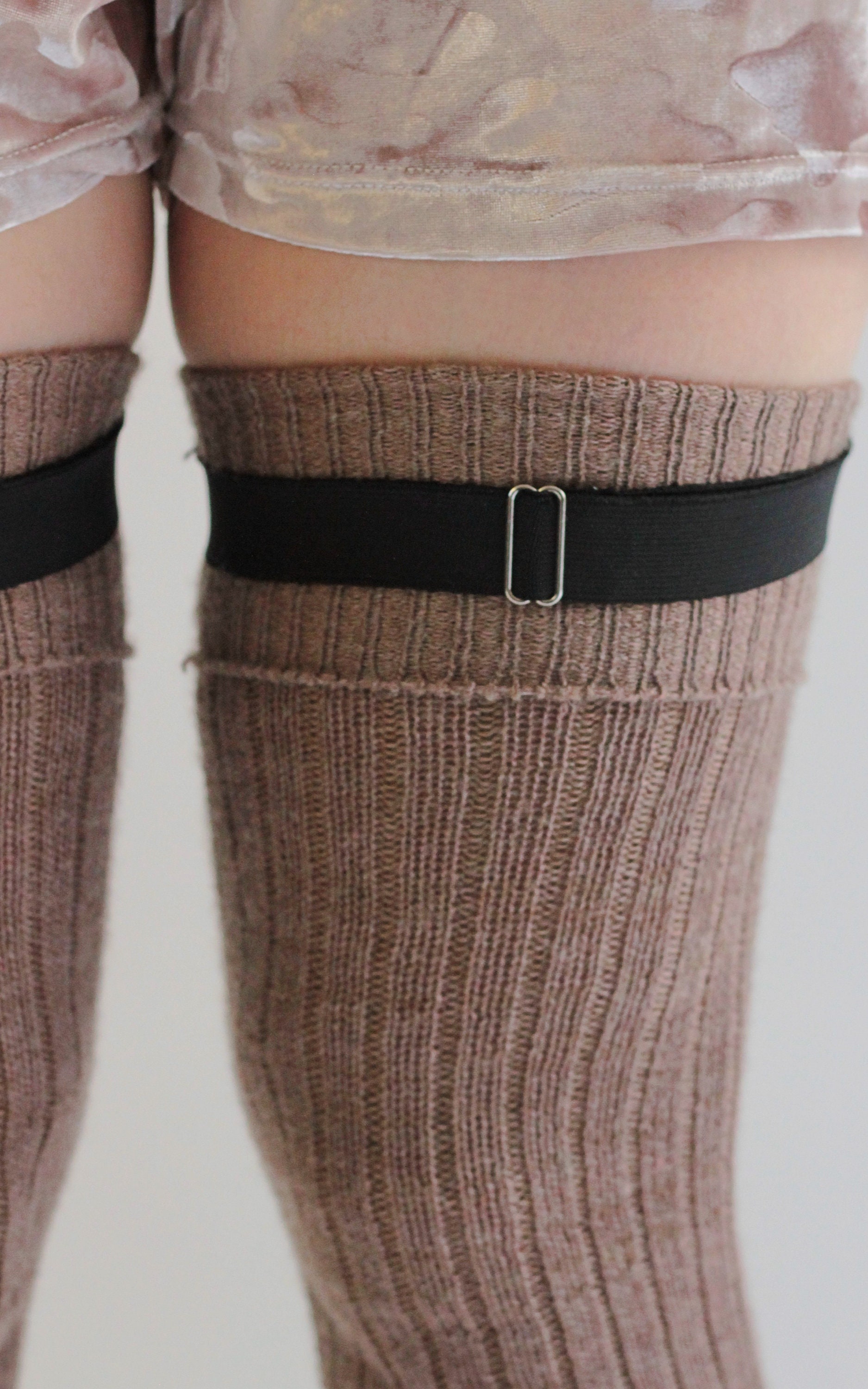 BLACK Elastic Clip Garters for THIGH High Socks Ideal for Etsy