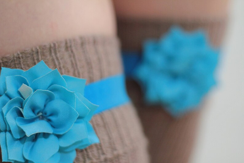 BLUE Elastic Clip Garters for THIGH High Socks Something Etsy