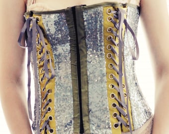 One-of-a-Kind Taffeta Underbust Corset • Gothic Edwardian Style • Adjustable Fit