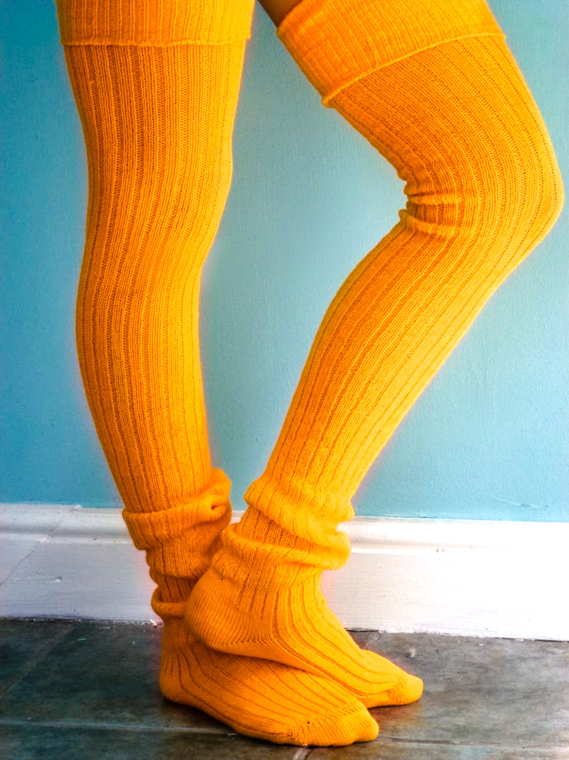Bright ORANGE Thigh High Wool Blend Socks Extra Long Unisex Etsy