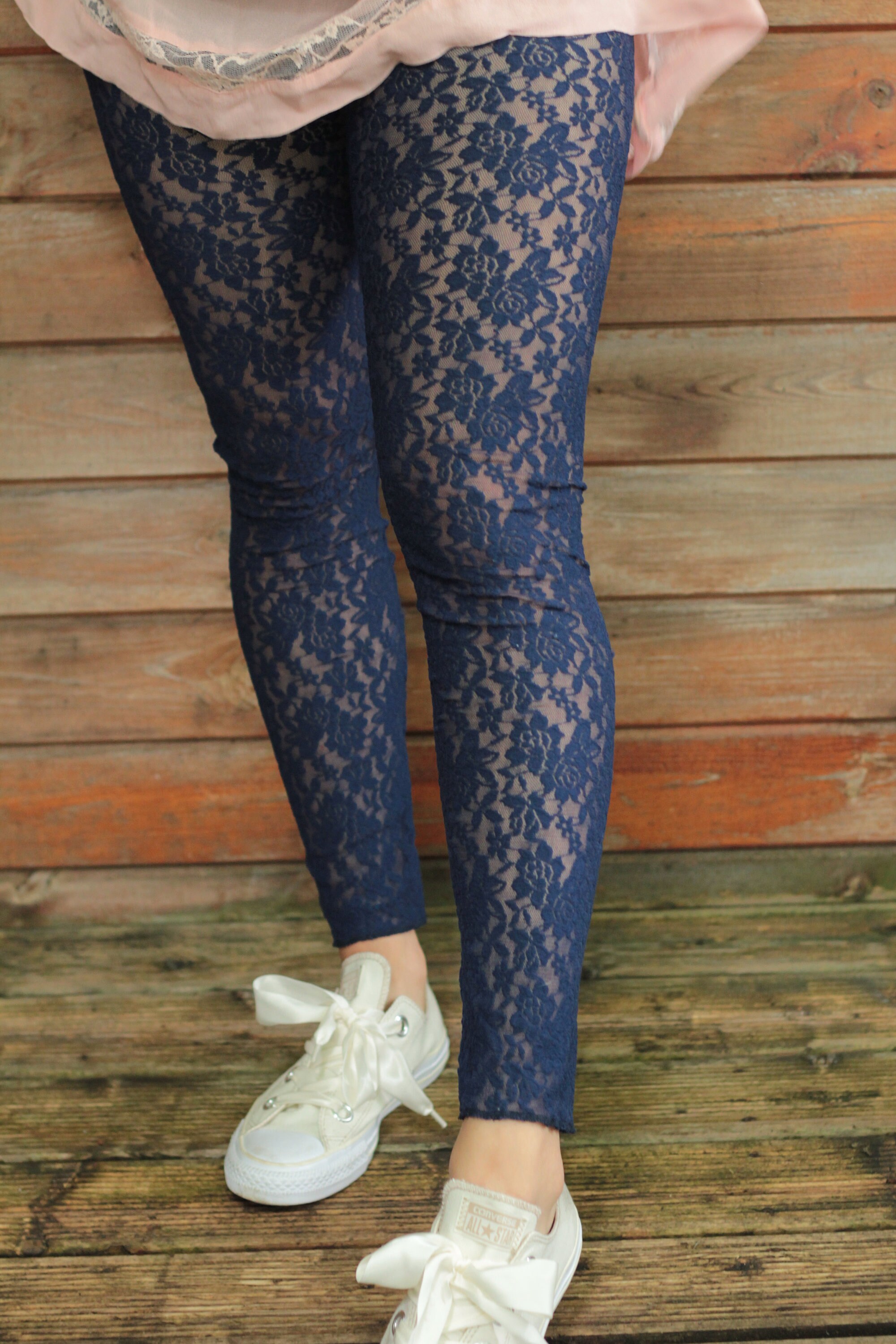 Blue Lace Leggings High Waist Victorian Gothic Tights in Etsy
