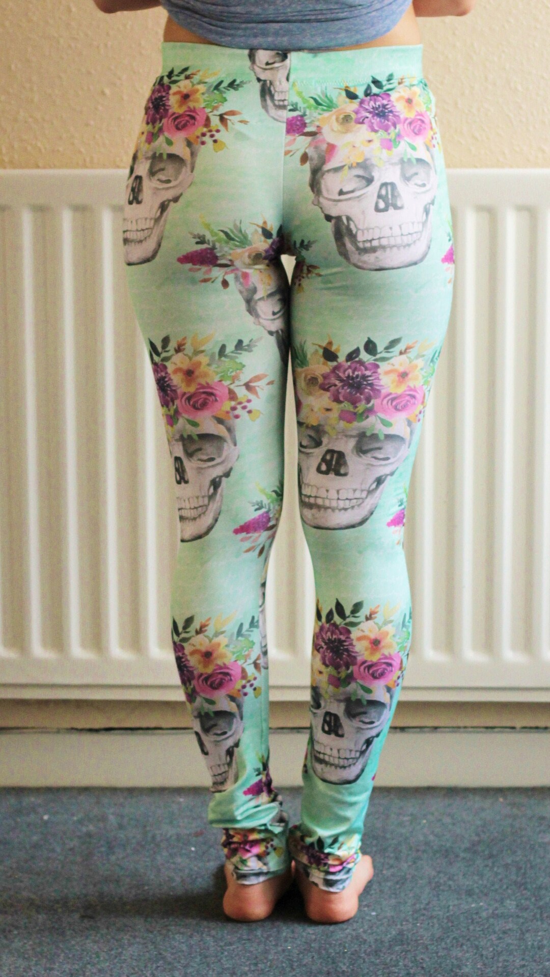 Sugarskull Printed LEGGINGS Gothic School Girl Mori Yoga - Etsy UK