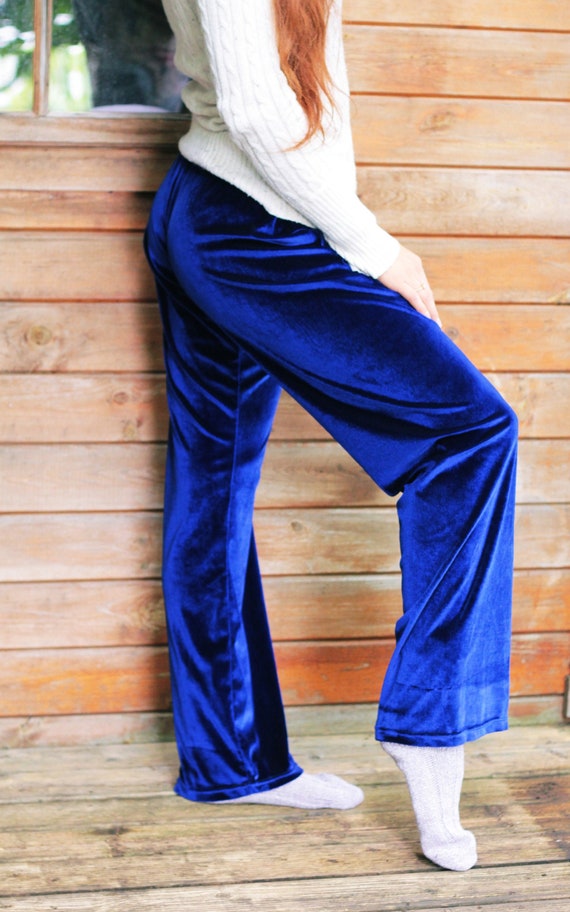 royal blue velvet pants