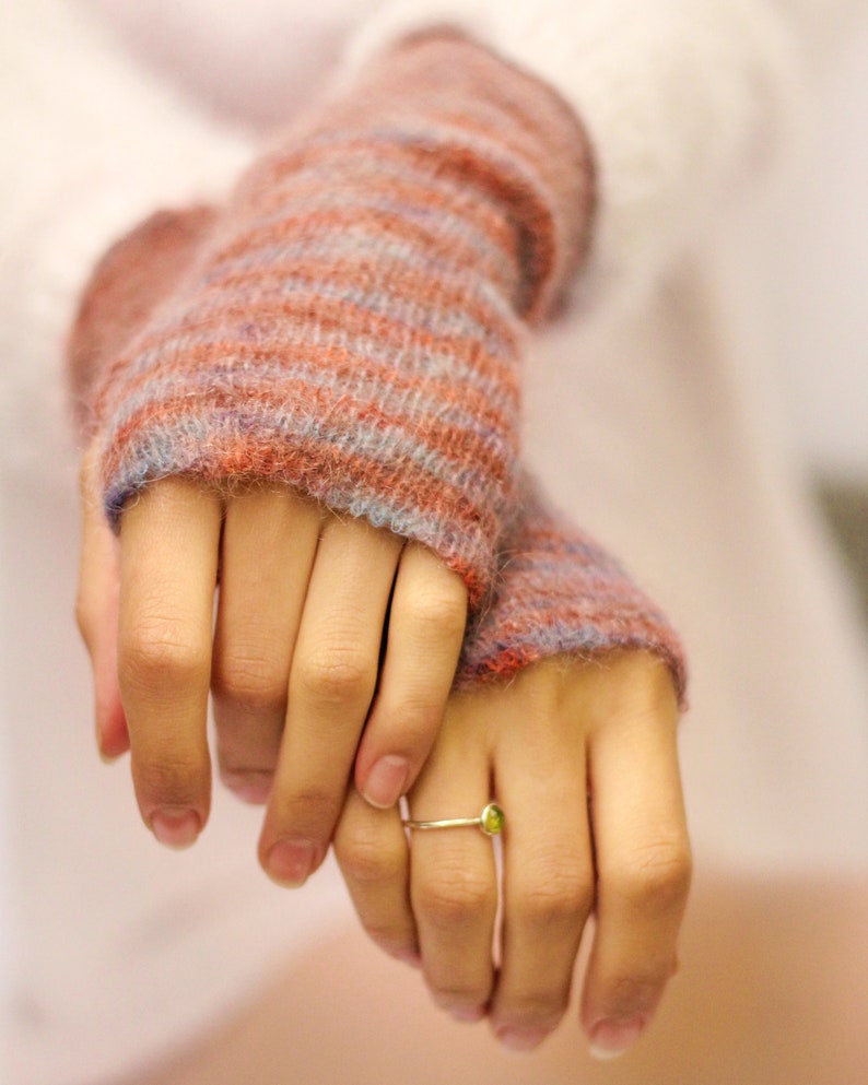 Felted KNITTED HAND WARMERS kid mohair and silk mix - Rowan yarn Felted KNITTED HAND WARMERS kid mohair and silk mix - Rowan yarn