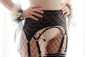 Burlesque Chic Garter - Custom Double-Layered Polka Dot Mesh with Velvet Strap