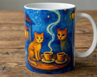 Tazza Cafe Cats PNG / 11 oz 15 oz Sublimazione / Download istantaneo