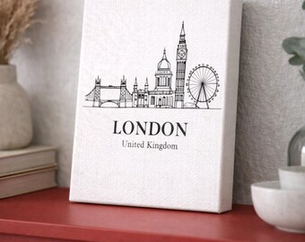 London Skyline Line Art Print, Minimalist Cityscape
