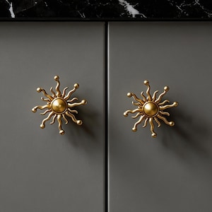 Tirador de latón con forma de girasol, tirador dorado para armario de cocina o ropero.